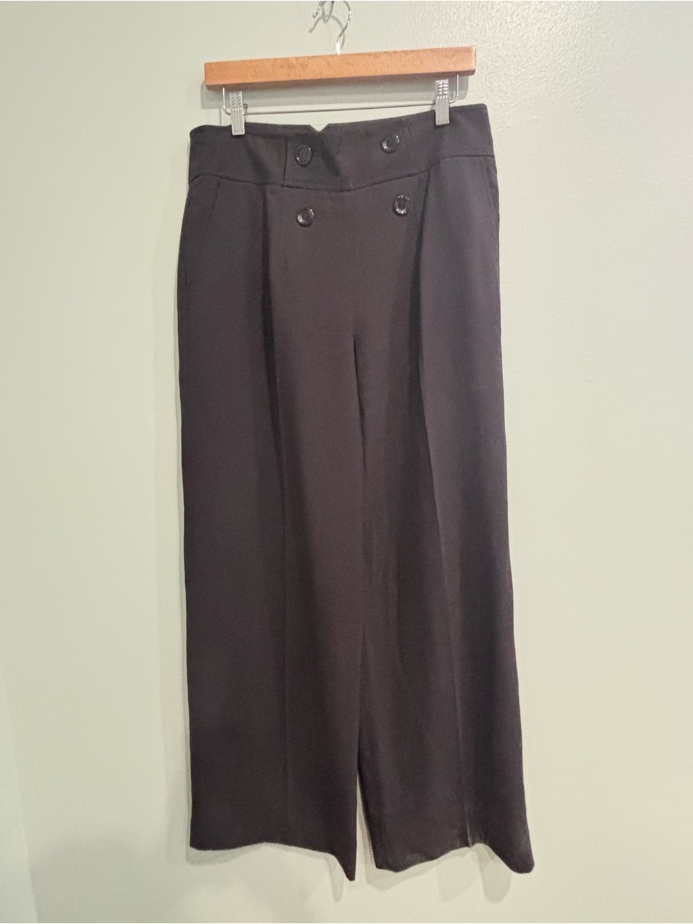 ETCETERA 12 Vintage 80s linen look wide-Leg Brown sailor style Dress Pants